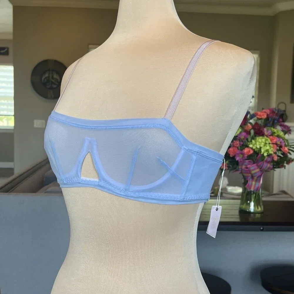 NWT We Are HAH Free People Wired Bra 30-38A 30A 32A 34A 36A 38A Periwinkle Sheer